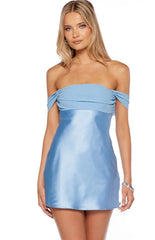 Sandie Light Blue Off The Shoulder Mini Dress