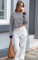 So Breezy Navy Stripe Long Sleeve Top