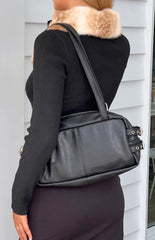 Sutton Black Buckle Shoulder Bag