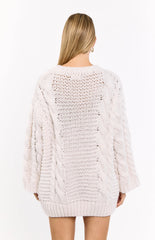 Thursdays Cream Cable Knit Sweater Dress