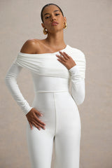 Gracious | White Jumpsuit With Asymmetric Neckline
