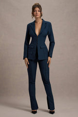 Wonder Woman | Navy High Waist Tailored Trousers With Hem Split