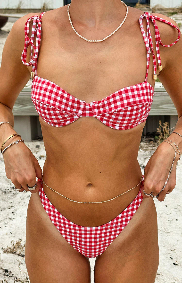 9.0 Swim Bianca Red Gingham Bikini Bottoms