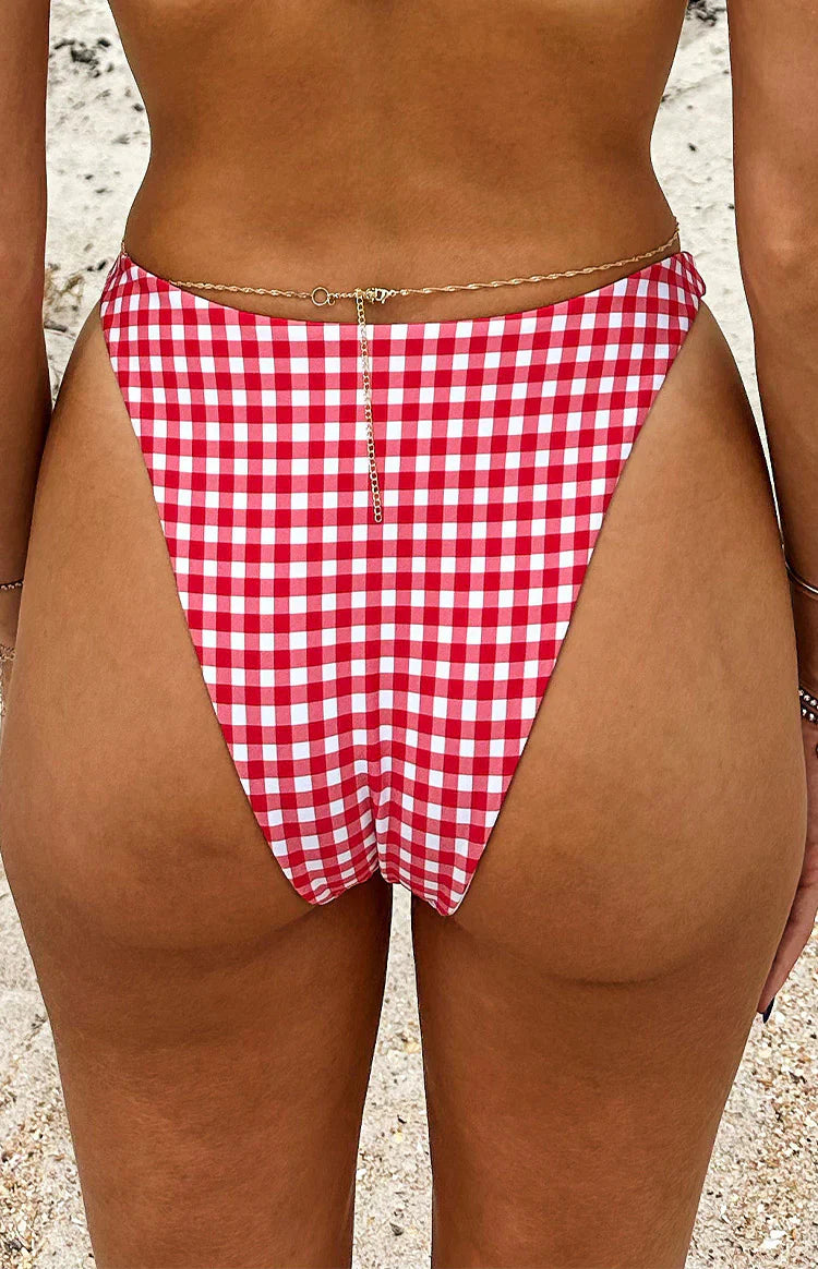 9.0 Swim Bianca Red Gingham Bikini Bottoms