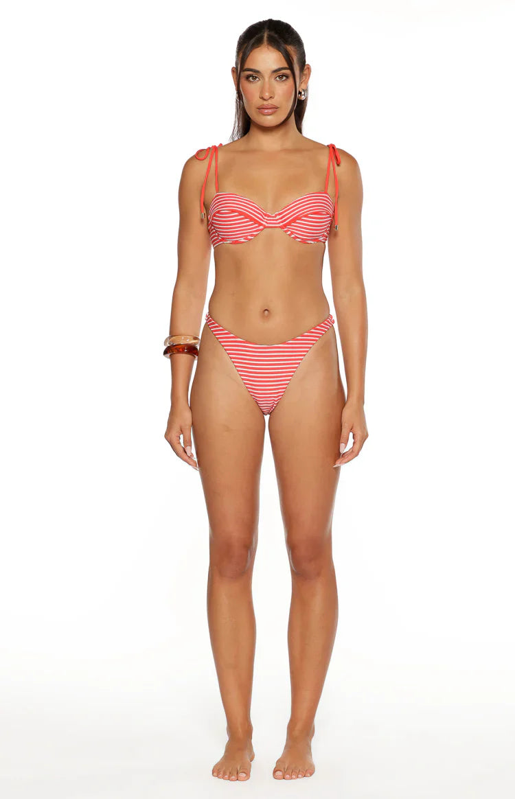 9.0 Swim Bianca Red Stripe Bikini Top