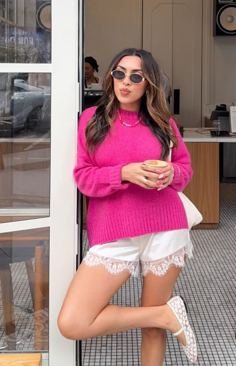 Agnes Cream Satin Lace Shorts