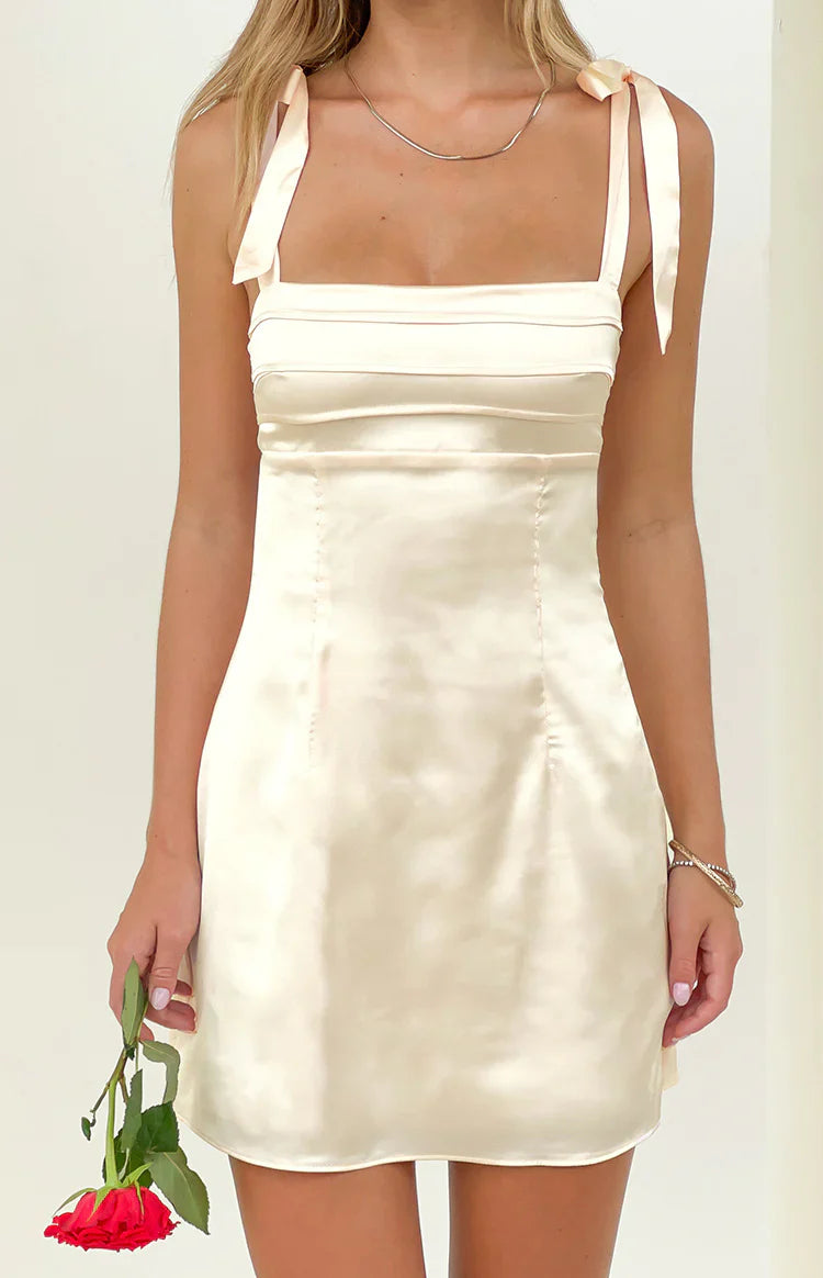 Akira Cream Tie Mini Dress