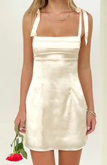 Akira Cream Tie Mini Dress