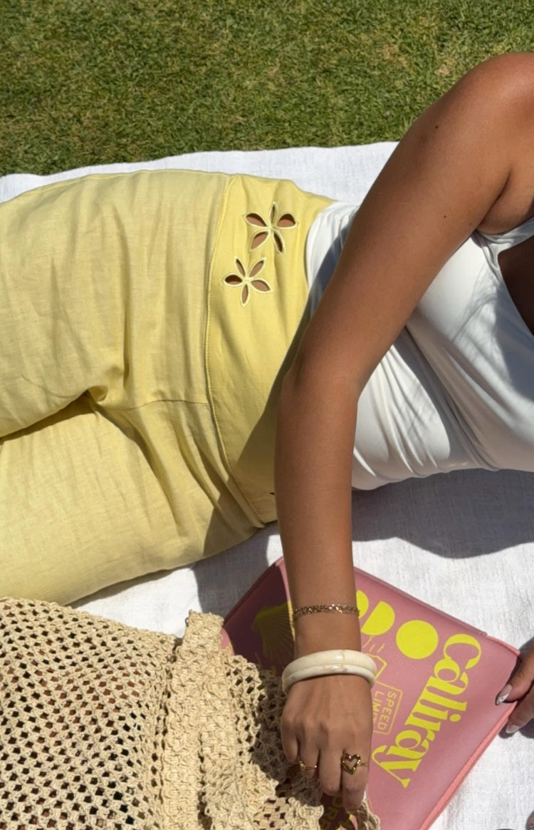 Alamara Yellow Floral Detail Wide Leg Pants