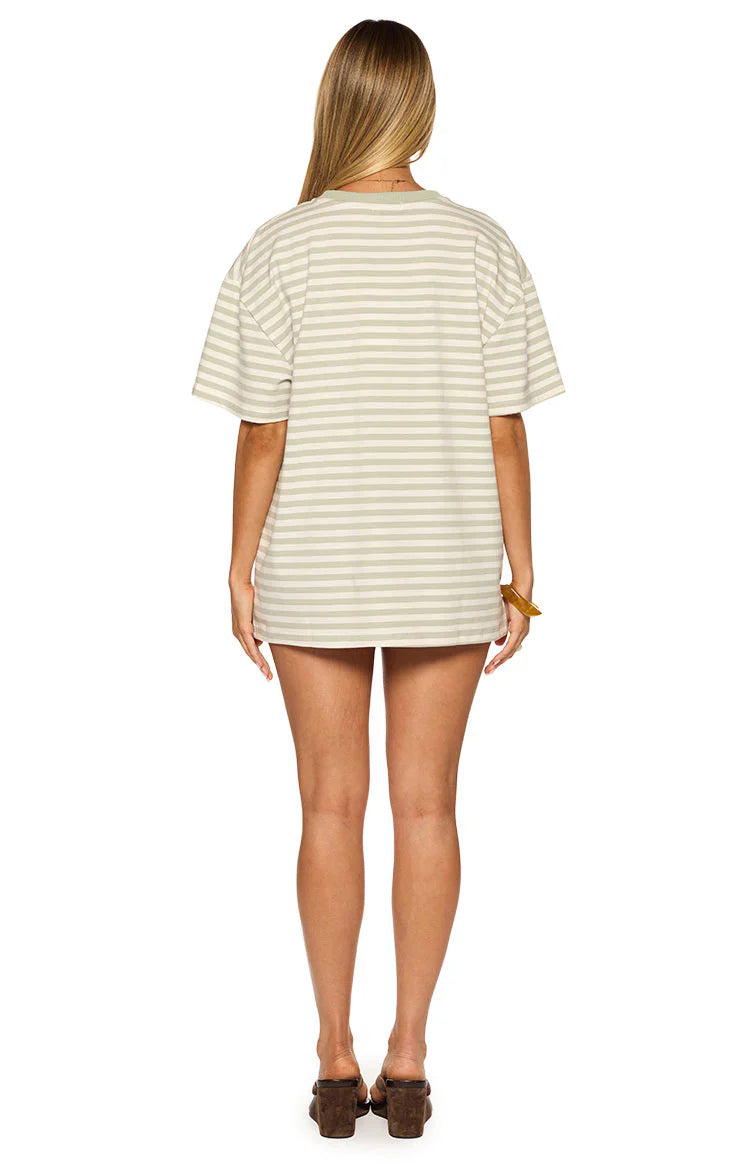 Alba Sage Stripe Oversized Tee