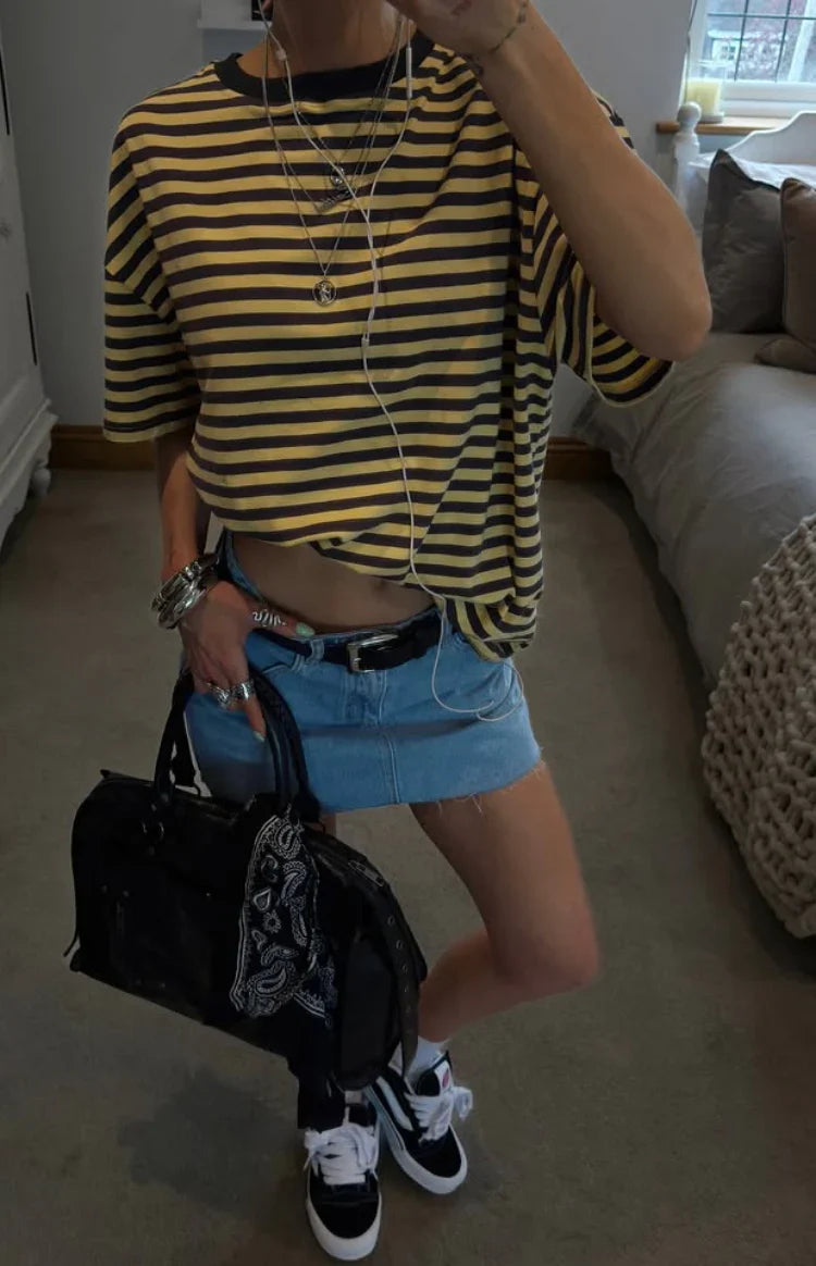 Alba Yellow Stripe Oversized Tee