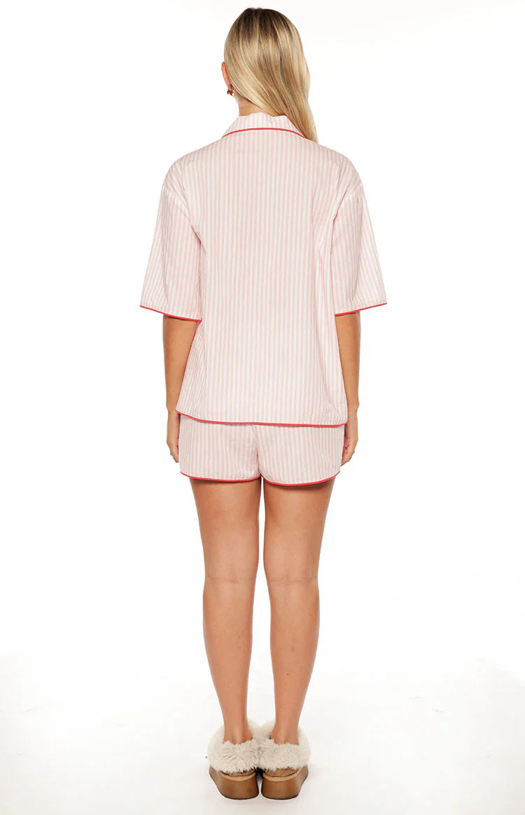 Alexea Pink Stripe Pajama Shorts