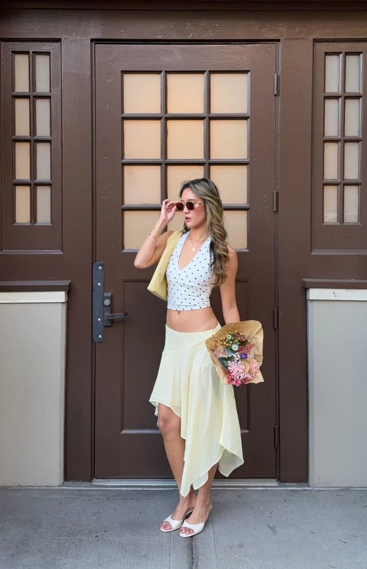 Amora White Polka Dot Crop Top