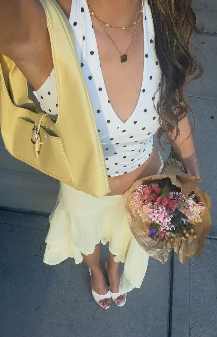 Amora White Polka Dot Crop Top