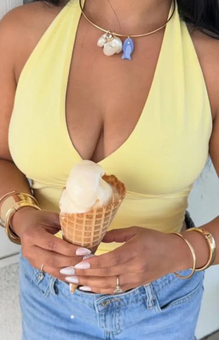 Amora Yellow Crop Top