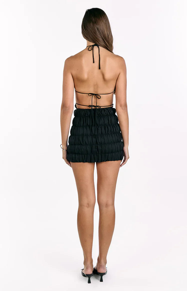 Amory Black Halter Party Mini Dress
