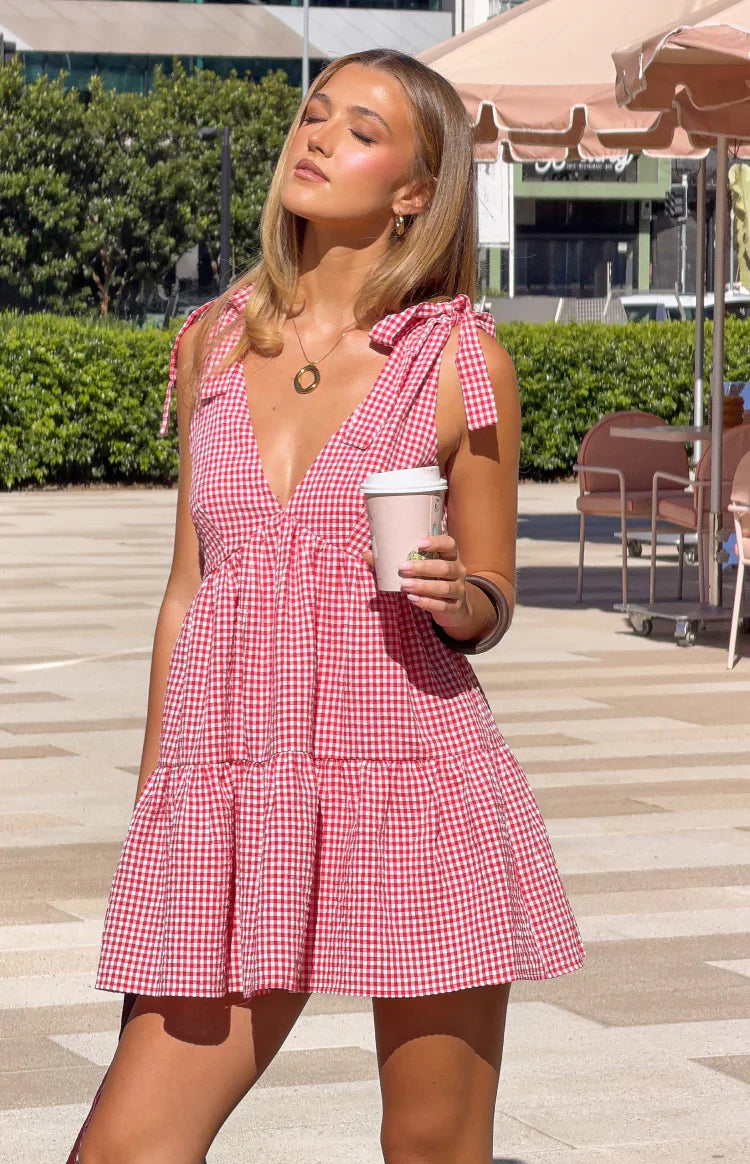 Angel Girl Red Gingham Mini Dress