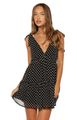 Angel Girl Black Polka Dot Mini Dress