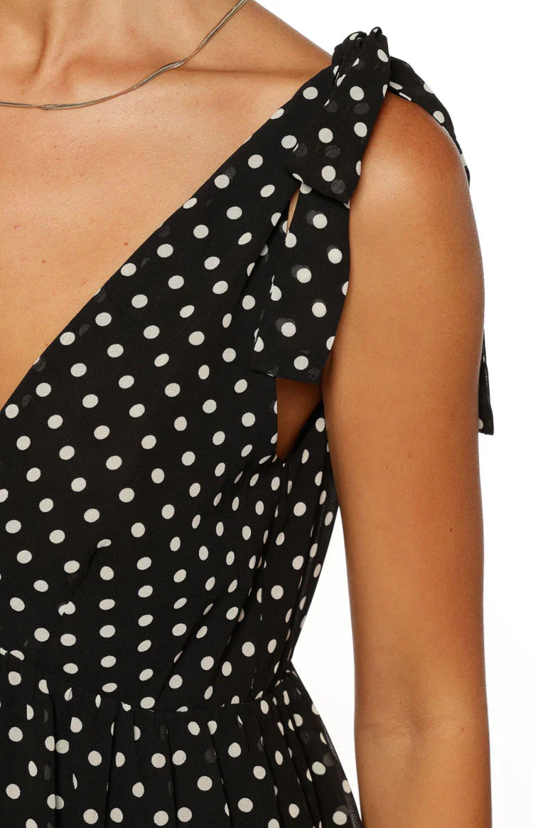 Angel Girl Black Polka Dot Mini Dress
