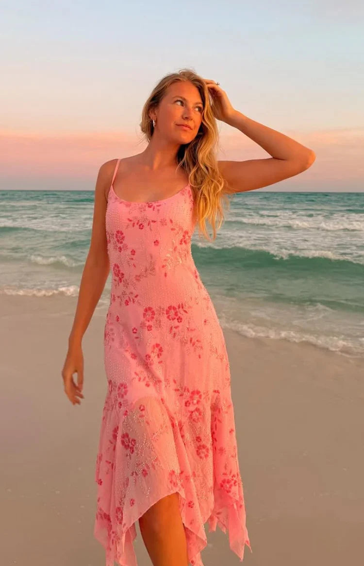 Another World Pink Sequin Midi Dress