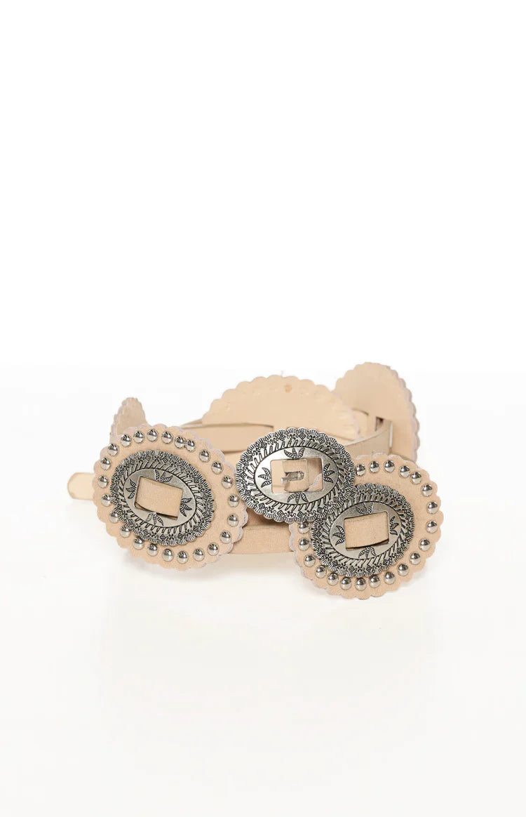 Anya Ivory PU Thin Belt With Silver Hardwear