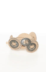 Anya Ivory PU Thin Belt With Silver Hardwear
