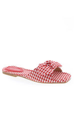 Ariel Red Check Bow Sandals