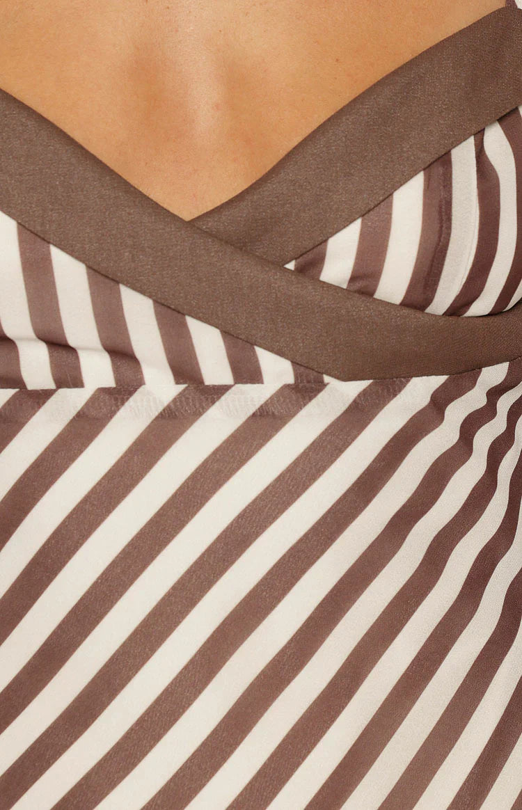 Arti Brown Stripe Scarf Micro Mini Dress - PRE ORDER