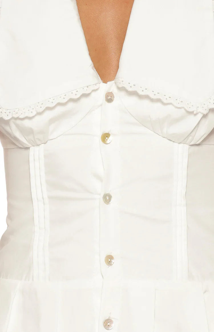 Ballerini White Collared Mini Dress