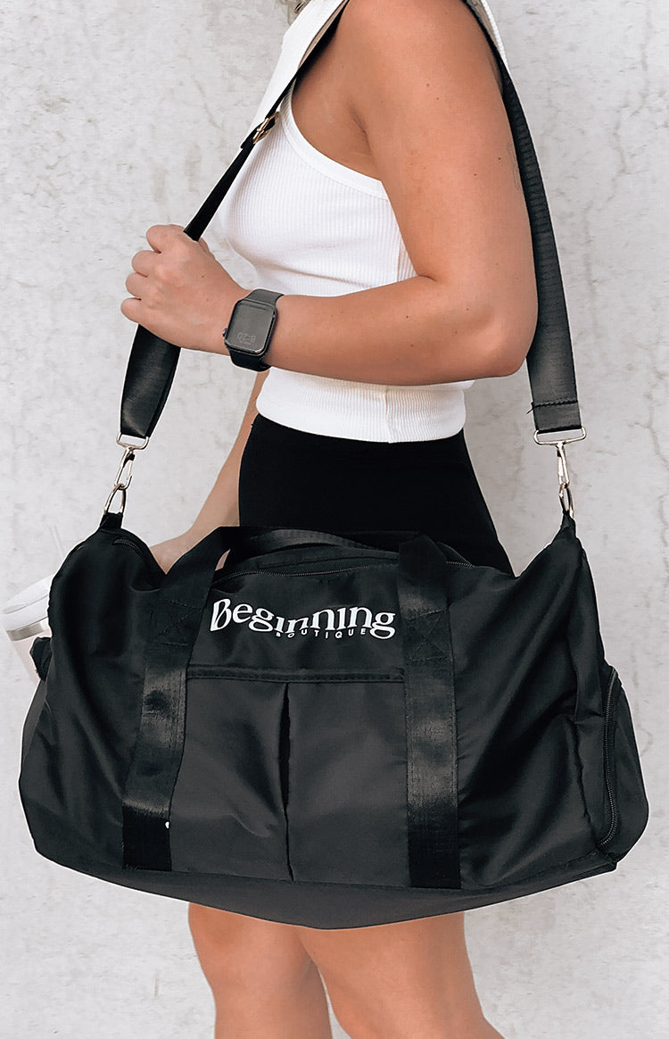 Beginning Boutique Black Duffle Bag
