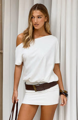 Bisou White Off Shoulder Mini Dress