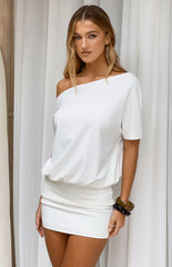 Bisou White Off Shoulder Mini Dress