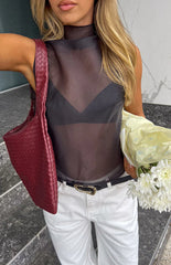 Blair Black High Neck Sheer Top