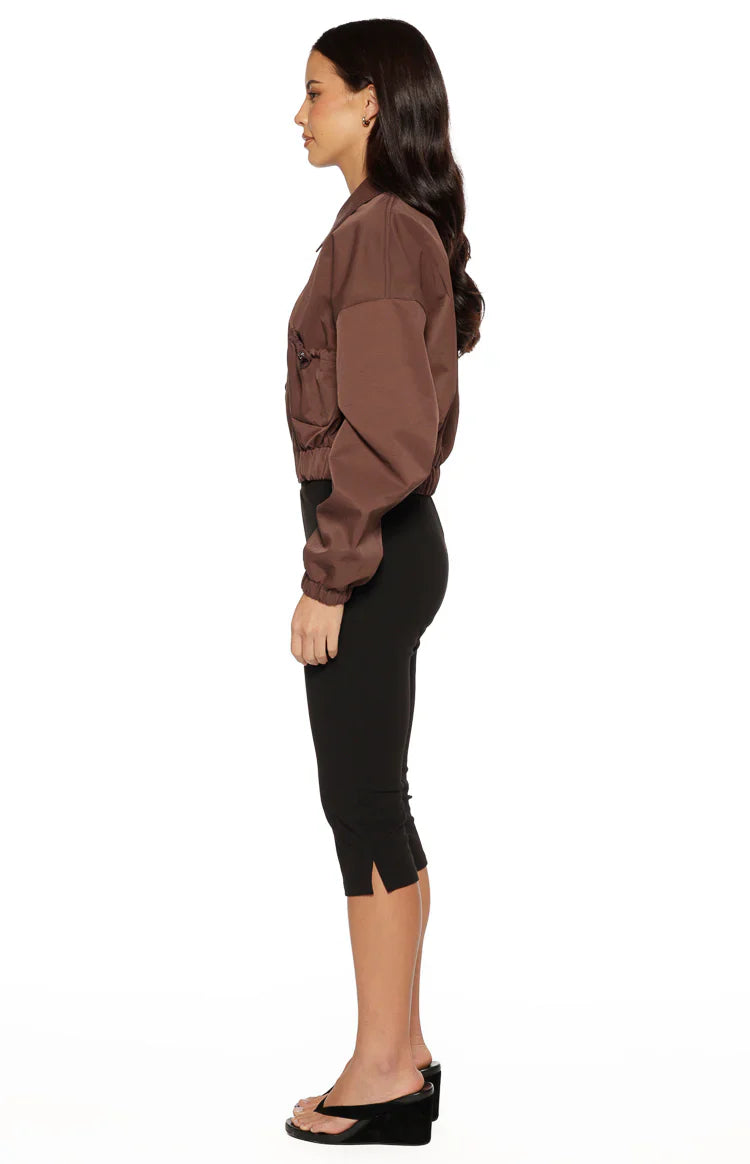 Bobbi Chocolate Collar Bomber Jacket