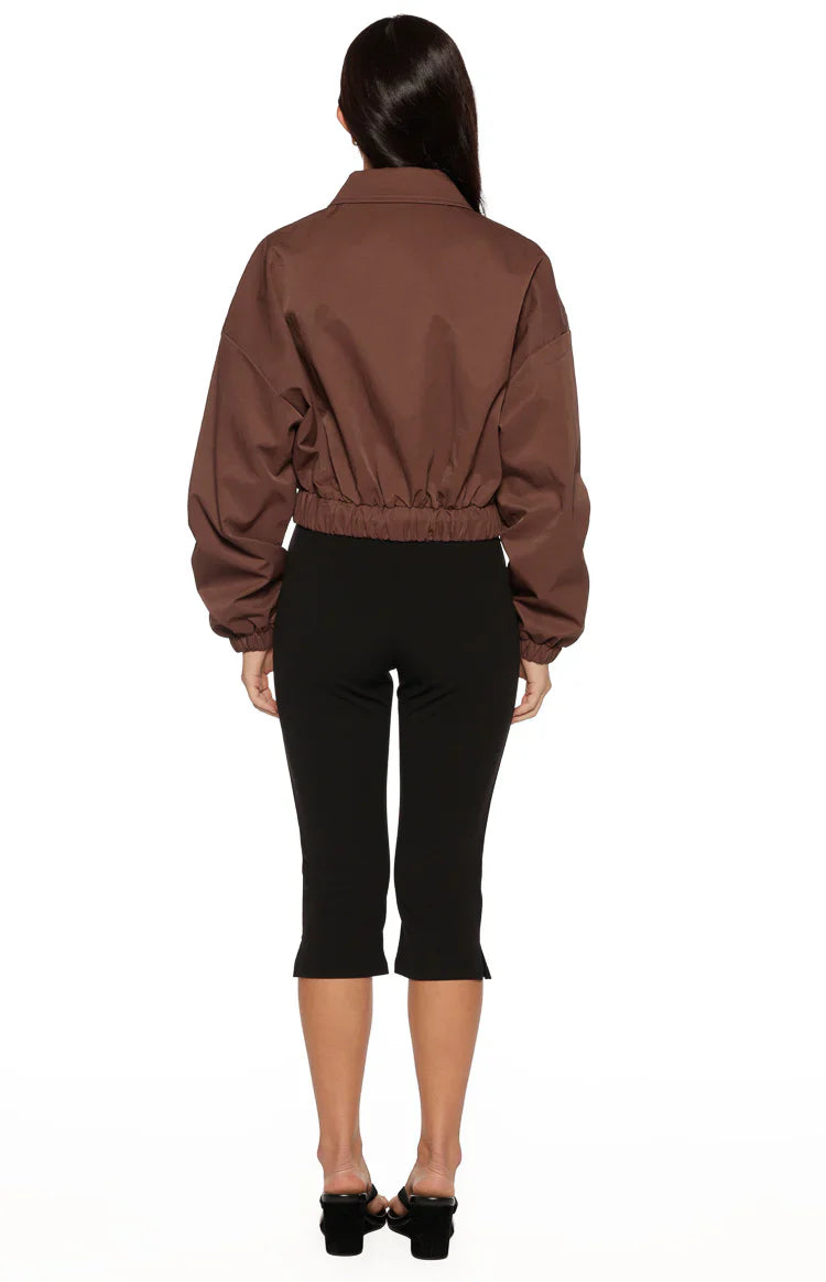 Bobbi Chocolate Collar Bomber Jacket