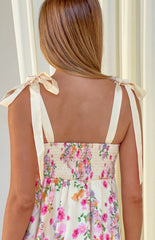 Brilliana Yellow Bloom Mini Dress