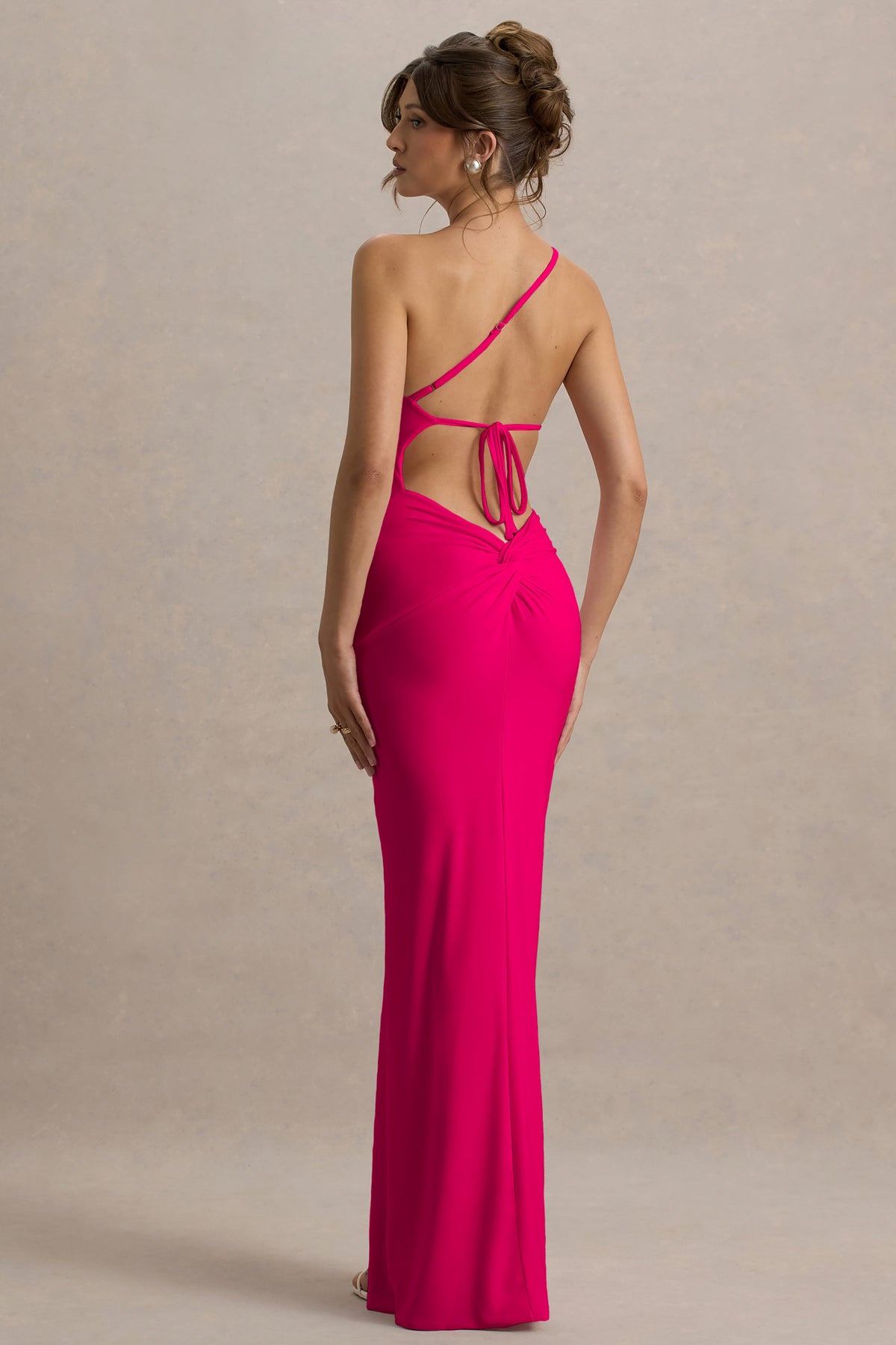 Dressing Up | Hot Pink One Shoulder Maxi Dress With Open Back Detail