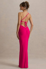Dressing Up | Hot Pink One Shoulder Maxi Dress With Open Back Detail