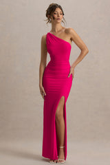 Dressing Up | Hot Pink One Shoulder Maxi Dress With Open Back Detail