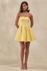 Bruna | Lemon Bandeau Skater Mini Dress