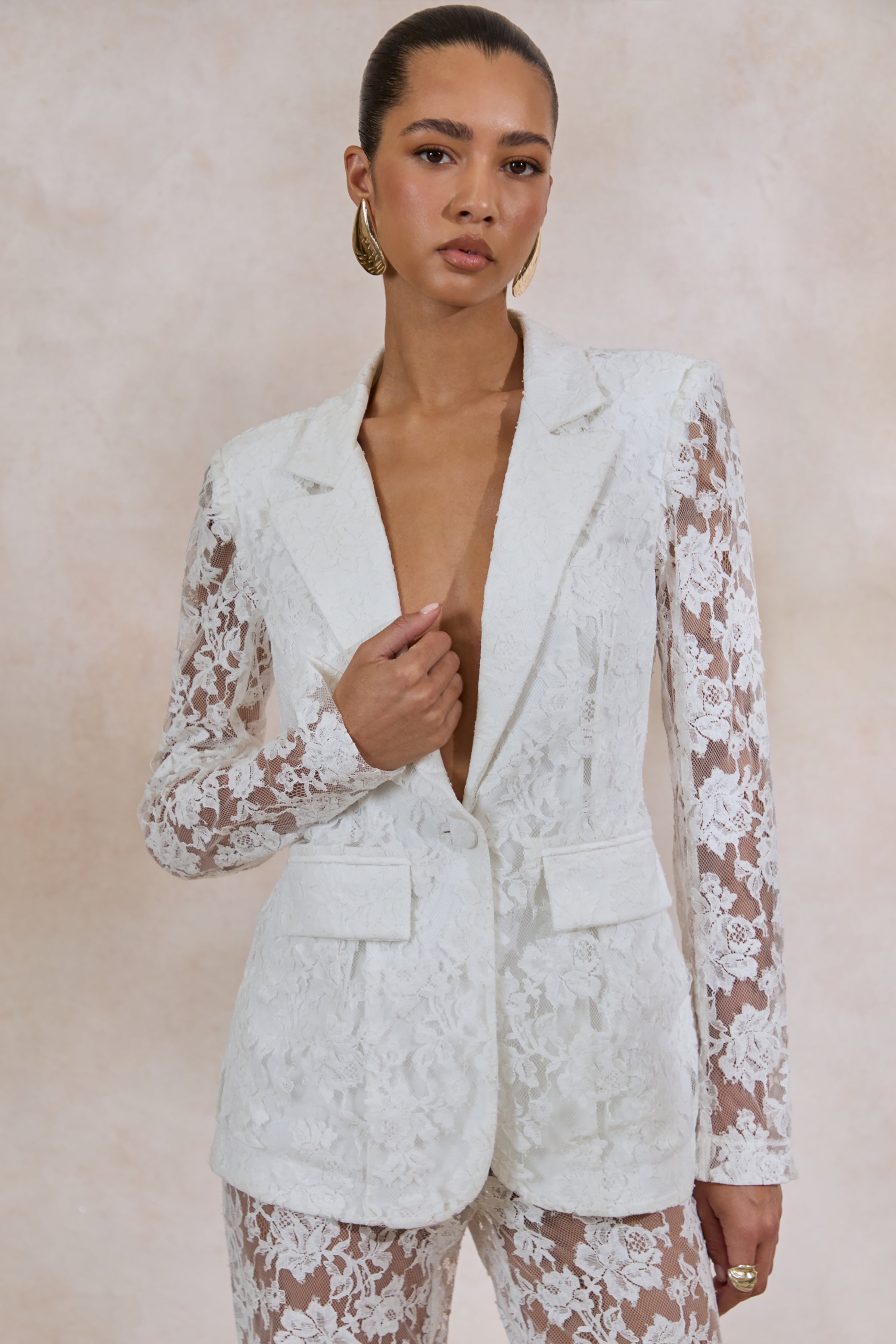 Vergia | White Lace Tailored-Blazer