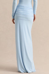 Flynne | Blue Wrapped Maxi Skirt With Sash
