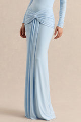 Flynne | Blue Wrapped Maxi Skirt With Sash