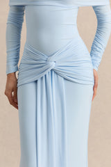 Flynne | Blue Wrapped Maxi Skirt With Sash
