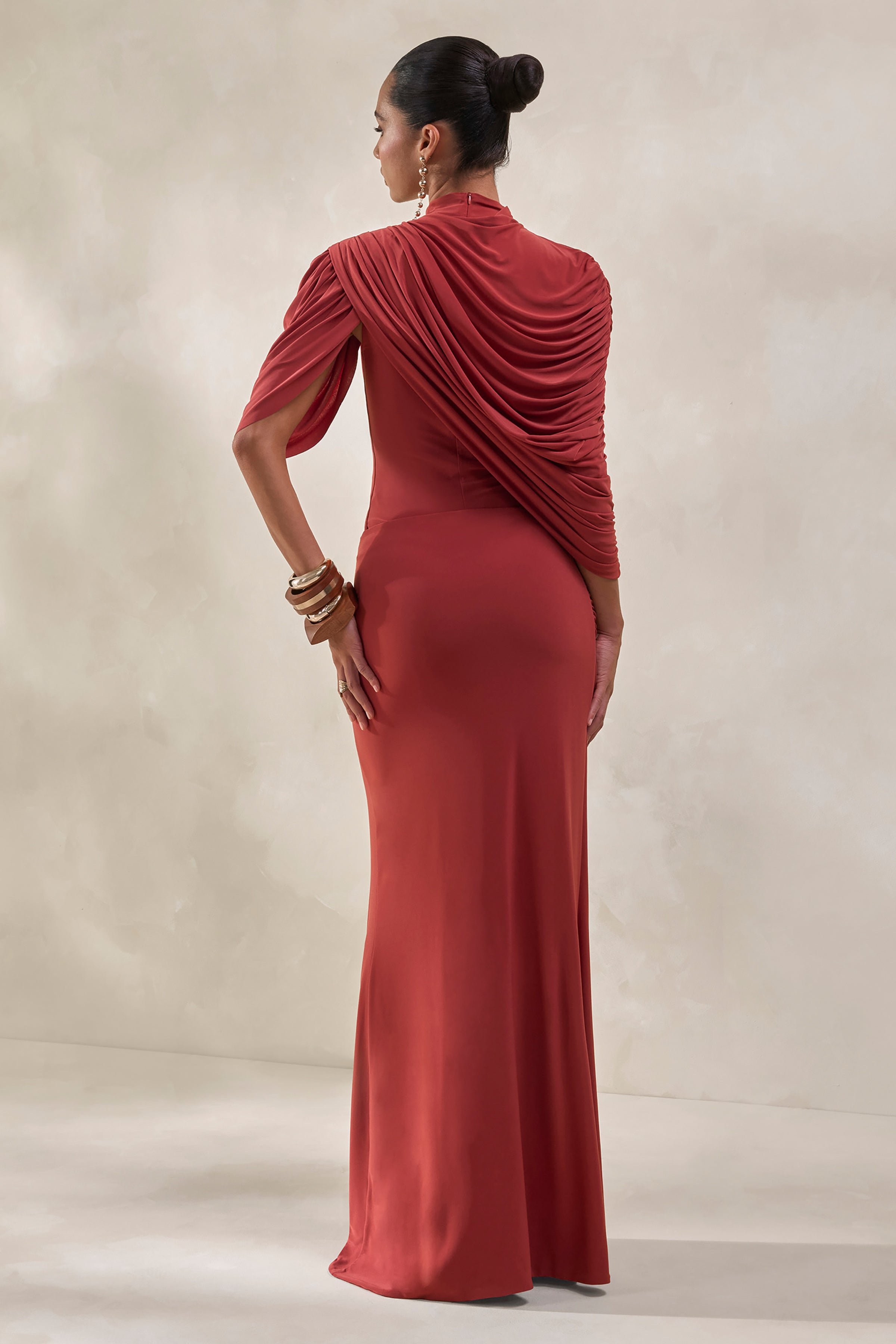 Mireya | Rust Wrapped Maxi Skirt With Split