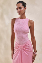 Serale | Pink Lace Round-Neck Bodysuit