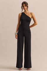 Emoria | Black High-Neck Jumpsuit With One Long-Sleeve