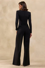 Elasse | Black Square-Neck Jumpsuit