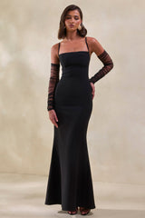 Zavira | Black Square-Neck Maxi Dress