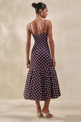 Rayna | Brown Polka-Dot V-Neck Thong Bodysuit